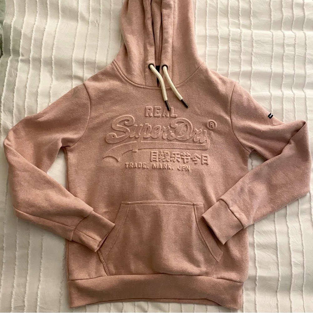 Superdry Embossed Graphic Logo Hoodie in Soft Pink - Picture 6 of 9